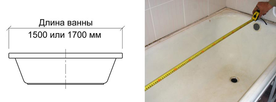 Измерение длины ванны
